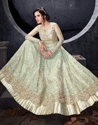 Light-green embroidered net salwar 4