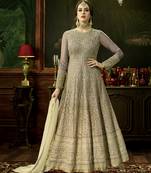 Grey embroidered silk blend salwar