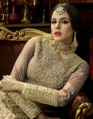 Grey embroidered silk blend salwar 4