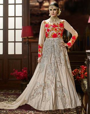 Grey embroidered silk blend salwar 1