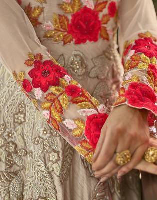 Grey embroidered silk blend salwar 3