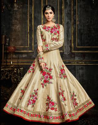 Cream embroidered silk blend salwar 3
