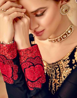 Navy-blue embroidered georgette salwar 4