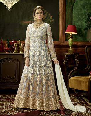 Grey embroidered net salwar 1