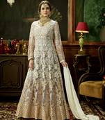 Grey embroidered net salwar