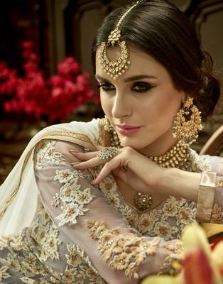 Grey embroidered net salwar 2