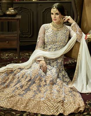 Grey embroidered net salwar 4