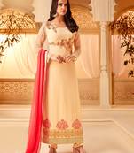 Cream embroidered georgette salwar