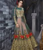 Green embroidered silk blend salwar