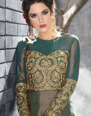 Green embroidered silk blend salwar 3