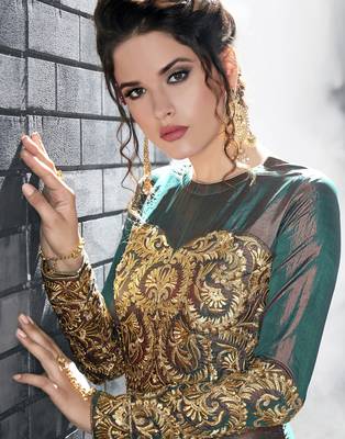 Green embroidered silk blend salwar 4