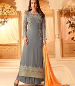 Grey embroidered georgette salwar