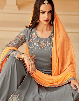 Grey embroidered georgette salwar 2