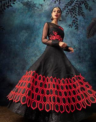 Black embroidered organza salwar 2