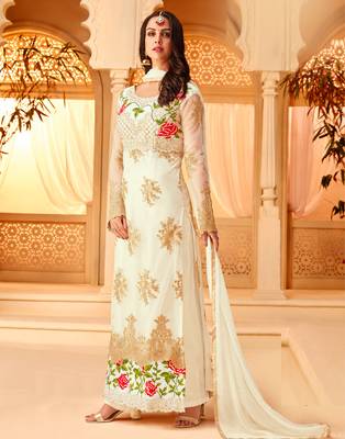White embroidered net salwar 1