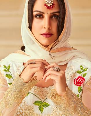 White embroidered net salwar 2