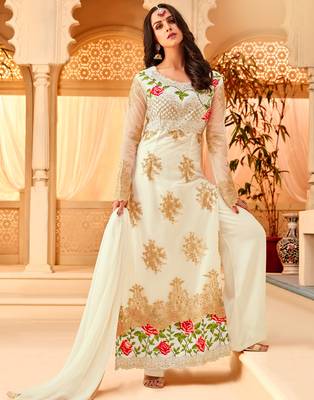 White embroidered net salwar 3