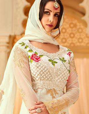 White embroidered net salwar 4