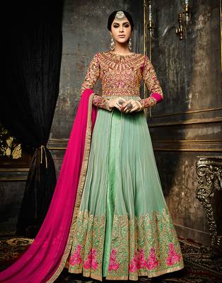 Green embroidered net salwar 1