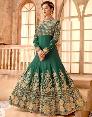 Green embroidered georgette salwar 1