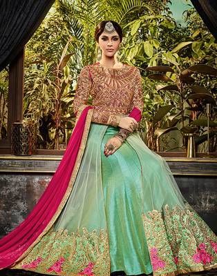 Green embroidered net salwar 2