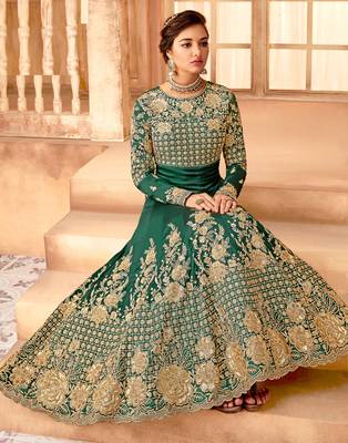 Green embroidered georgette salwar 2