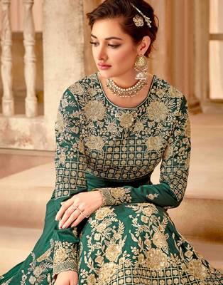 Green embroidered georgette salwar 3