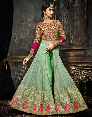 Green embroidered net salwar 3
