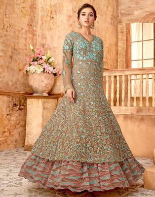 Multicolor embroidered net salwar 1