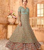 Multicolor embroidered net salwar