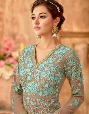 Multicolor embroidered net salwar 2