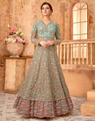 Multicolor embroidered net salwar 3