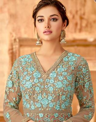 Multicolor embroidered net salwar 4
