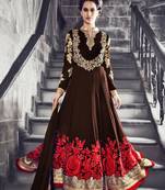 Brown embroidered georgette salwar