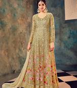 Multicolor embroidered net salwar