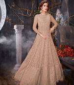 Peach embroidered net salwar