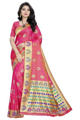 Peach plain art silk sarees saree with blouse 1