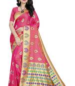 Peach plain art silk sarees saree with blouse