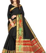Black plain art silk sarees saree with blouse