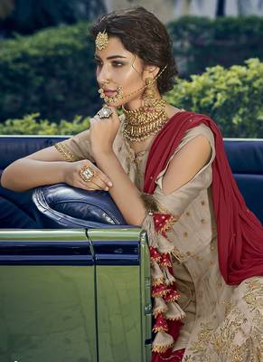 Beige Thread Embroidery Georgette Salwar 2