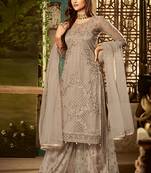 Beige Sequins Net Salwar