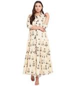 Beige printed cotton kurtas and kurtis