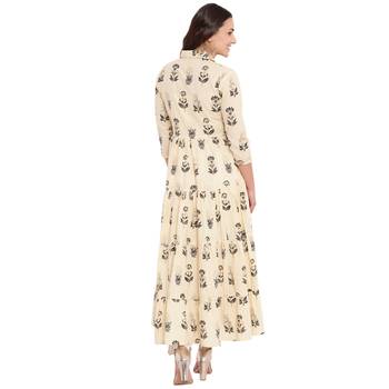 Beige printed cotton kurtas and kurtis 2