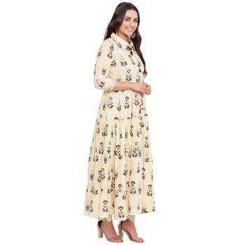 Beige printed cotton kurtas and kurtis 4