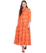 Orange printed cotton kurtas and kurtis