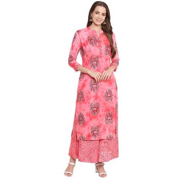Pink printed rayon kurtas and kurtis 1