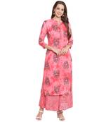 Pink printed rayon kurtas and kurtis