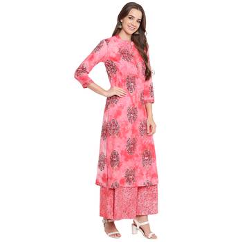Pink printed rayon kurtas and kurtis 4