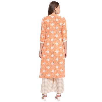 Orange printed cotton kurtas and kurtis 2