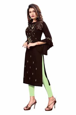 Brown embroidered rayon party-wear-kurtis 3
